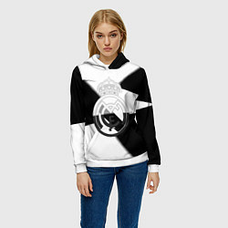 Толстовка-худи женская Реал Мадрид геометрия полосы, цвет: 3D-белый — фото 2