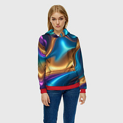 Толстовка-худи женская Сплавы разноцветные, цвет: 3D-красный — фото 2