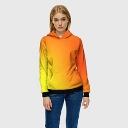 Толстовка-худи женская Color orange red, цвет: 3D-черный — фото 2