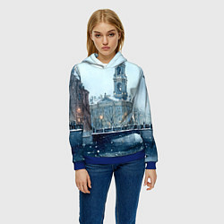 Толстовка-худи женская Зимний Питер, цвет: 3D-синий — фото 2