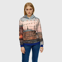 Толстовка-худи женская Новогодний зимний Питер, цвет: 3D-синий — фото 2