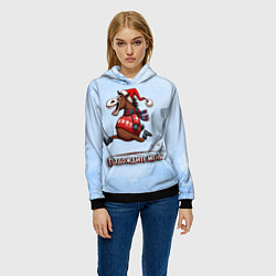 Толстовка-худи женская Новогодний забег, цвет: 3D-черный — фото 2