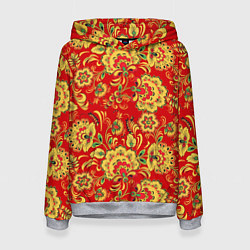 Толстовка-худи женская Хохлома, цвет: 3D-меланж