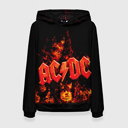 Толстовка-худи женская AC/DC Flame, цвет: 3D-черный