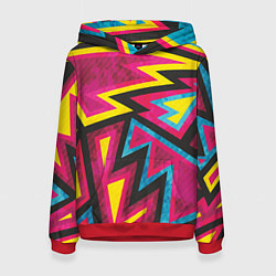 Толстовка-худи женская Геометрия, цвет: 3D-красный