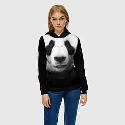 Толстовка-худи женская Взгляд панды, цвет: 3D-черный — фото 2