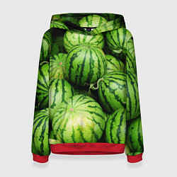Толстовка-худи женская Арбузы, цвет: 3D-красный
