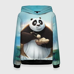 Толстовка-худи женская Кунг фу панда, цвет: 3D-черный