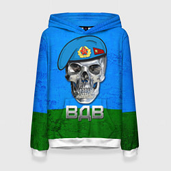 Толстовка-худи женская Череп: ВДВ, цвет: 3D-белый