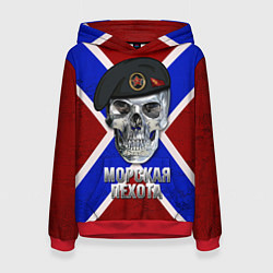 Толстовка-худи женская Череп: Морская пехота, цвет: 3D-красный