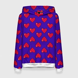 Толстовка-худи женская Hearts Pattern, цвет: 3D-белый