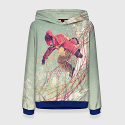 Толстовка-худи женская Сноуборд, цвет: 3D-синий