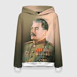 Толстовка-худи женская Иосиф Сталин, цвет: 3D-белый