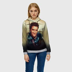 Толстовка-худи женская Элвис Пресли, цвет: 3D-меланж — фото 2