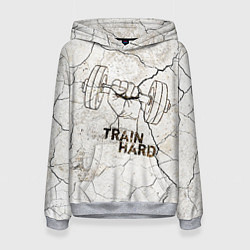 Толстовка-худи женская Train hard, цвет: 3D-меланж