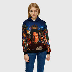 Толстовка-худи женская Michael Jackson: Pop King, цвет: 3D-черный — фото 2