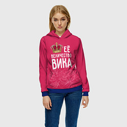 Толстовка-худи женская Её величество Вика, цвет: 3D-синий — фото 2