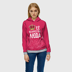 Толстовка-худи женская Её величество Люда, цвет: 3D-меланж — фото 2
