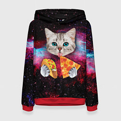 Толстовка-худи женская Кот с едой, цвет: 3D-красный