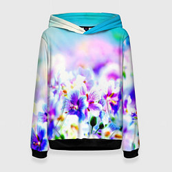 Толстовка-худи женская Цветочное поле, цвет: 3D-черный