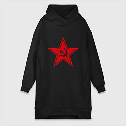 Женское худи-платье Звезда СССР, цвет: черный
