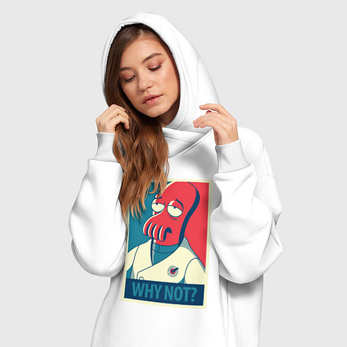 Женская толстовка-платье Zoidberg: Why not? / Белый – фото 3