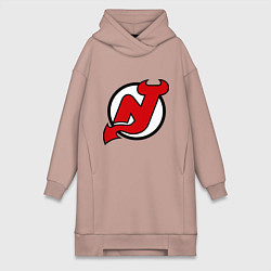 Женское худи-платье New Jersey Devils, цвет: пыльно-розовый