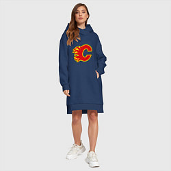 Женское худи-платье Calgary Flames, цвет: тёмно-синий — фото 2