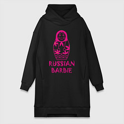 Женское худи-платье Русская Барби, цвет: черный