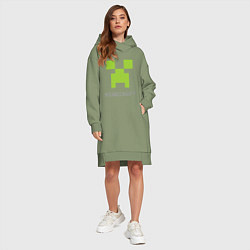 Женское худи-платье Minecraft logo grey, цвет: авокадо — фото 2