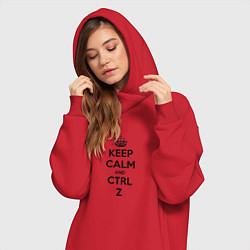 Женское худи-платье Keep Calm & Ctrl + Z, цвет: красный — фото 2