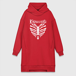 Женское худи-платье Кукрыниксы, цвет: красный