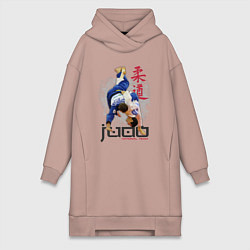 Женское худи-платье Дзюдо: национальная команда, цвет: пыльно-розовый