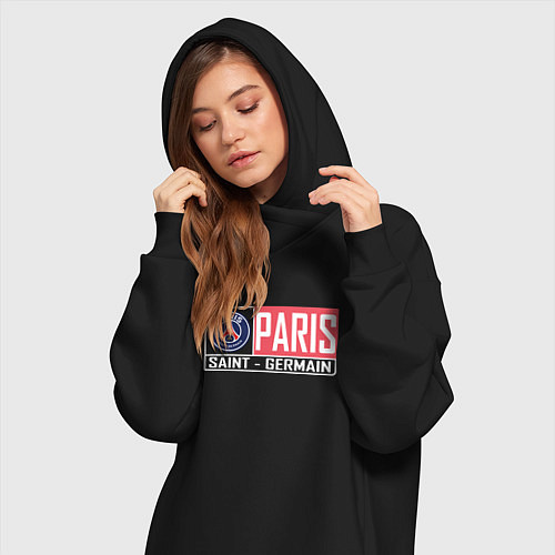 Женская толстовка-платье Paris Saint-Germain - New collections / Черный – фото 3