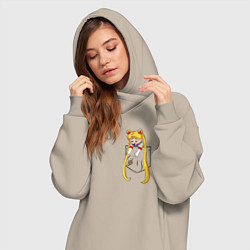 Женское худи-платье Little Pocket Moon, цвет: миндальный — фото 2