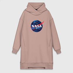 Женское худи-платье NASA: Cosmic Logo, цвет: пыльно-розовый