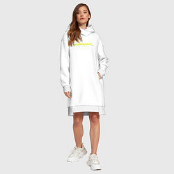 Женское худи-платье Cyberpunk 2077, цвет: белый — фото 2