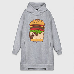 Женская толстовка-платье Мопс-бургер