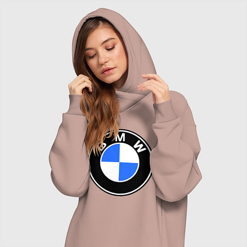 Женская толстовка-платье Logo BMW / Пыльно-розовый – фото 3