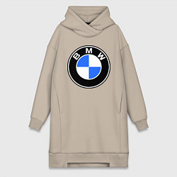 Женское худи-платье Logo BMW, цвет: миндальный