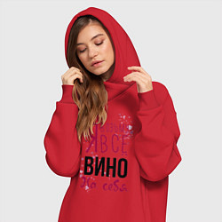 Женское худи-платье Беру вино на себя, цвет: красный — фото 2