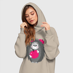 Женское худи-платье Ёжик держит яблоко, цвет: миндальный — фото 2