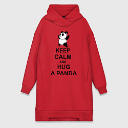 Женское худи-платье Keep Calm & Hug A Panda, цвет: красный