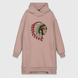 Женское худи-платье Древний индеец, цвет: пыльно-розовый