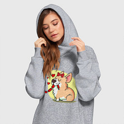 Женское худи-платье Влюбленная собачка, цвет: меланж — фото 2