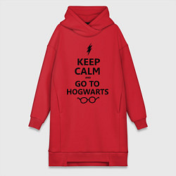 Женское худи-платье Keep Calm & Go To Hogwarts, цвет: красный