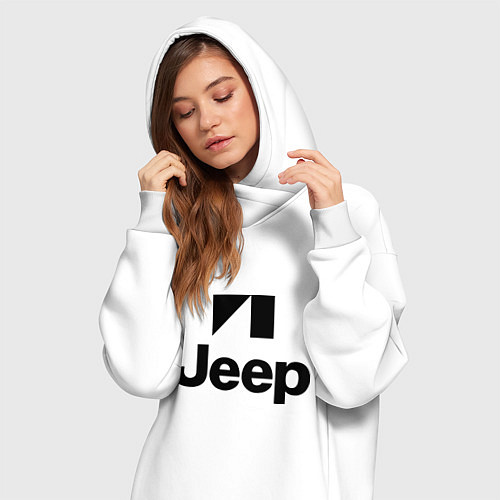 Женская толстовка-платье Jeep logo / Белый – фото 3