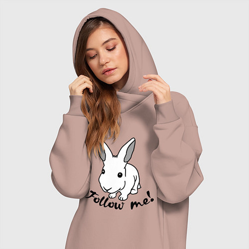 Женская толстовка-платье Rabbit: follow me / Пыльно-розовый – фото 3