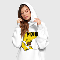Женское худи-платье Homer D'OH!, цвет: белый — фото 2