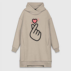 Женское худи-платье K-pop: Faith Love, цвет: миндальный